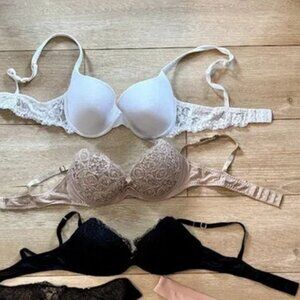Lot of 3 Women's 34B Bras: 1 White La Perla Bra, 1 Nude and 1 Black Intimissimi